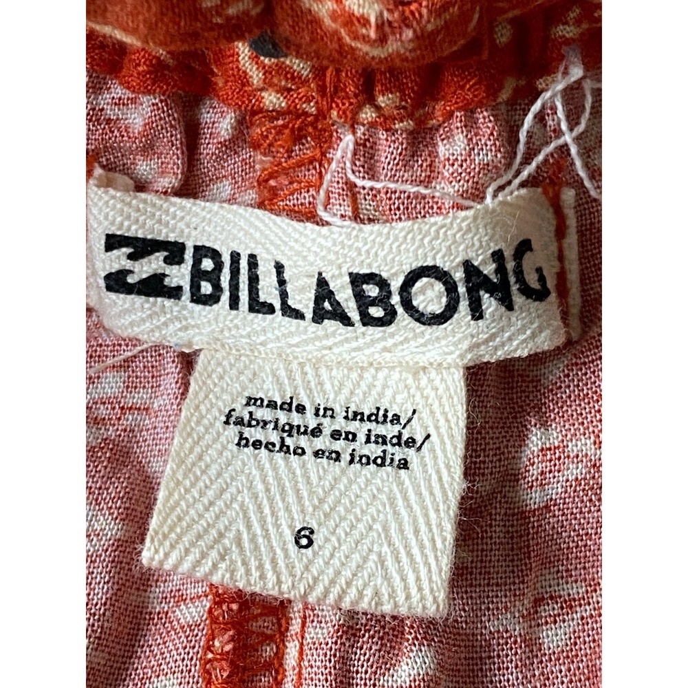 Billabong Orange Geometric Printed V-Neck Wide Leg Jumpsuit Size 6 - Picture 4 of 4
